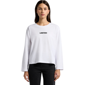 <b>Womens</b> O Neck Long Sleeve T Shirt Loose Fit Small Chest Print Clean <b>Back</b> Casual Wholesale Custom OEM Cotton Jersey Tee Shirt Top - Product Image 6