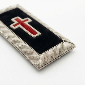 Black Silver Epaulette Pair Red <b>Cross</b> Design Hand Embroidered Ceremonial Shoulder Board <b>Patch</b> - Product Image 4