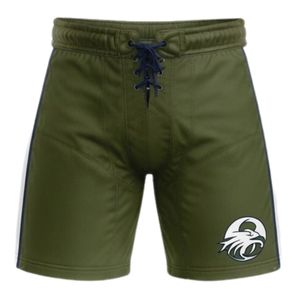 Conjunto de Camiseta y Pantalones Cortos de Hockey sobre Hielo Sublimados en Verde Oliva y Blanco para Hombre, Cuello en V, Rayas, Poliéster, Uniforme Deportivo, Ropa de Entrenamiento - Product Image 4