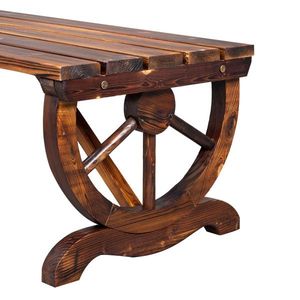 Panca Rustica a Forma di Ruota di Carro per 2 Persone, Marrone, per Giardino, Veranda e Cortile - Product Image 6
