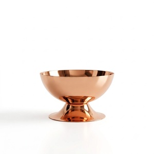 Bol à glace minimaliste moderne en cuivre, coupe à dessert en acier inoxydable or rose, gobelet métallique sur pied de luxe pour hôtel et restaurant - Product Image 3