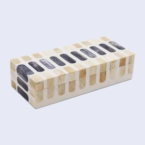 Caja de Joyería Rectangular de Madera AL MALIK CRAFT AMC con Incrustaciones Grises Beige, Capacidad de 0-1L, Organizador para Almacenamiento Navideño - Product Image 1