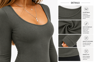 Haut de yoga respirant imprimé uni pour femme, vêtement de sport confortable à col bénitier côtelé sur le devant, idéal pour l'entraînement et le fitness (vente en gros) - Product Image 3