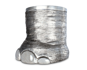 Seau à glace de luxe en aluminium avec pieds d'éléphant et insert en verre amovible, seau à vin et champagne haut de gamme pour bar sur le thème du safari - Product Image 1