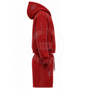 Conjunto Deportivo Cortavientos con Estampado Premium, Chaqueta con Capucha y Pantalones Cortavientos, Estilo Urbano Ligero - Product Image 4