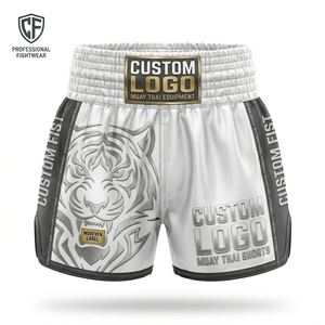 Shorts de Muay Thai personnalisés avec logo OEM, satin de qualité supérieure, design haut de gamme, pantalons de boxe en gros, vêtements de combat pour hommes - Product Image 2