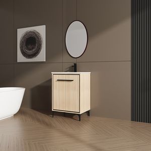 Mobile bagno da 24 pollici in legno ingegnerizzato con lavabo e anta contenitore, accessibile per disabili - Product Image 3