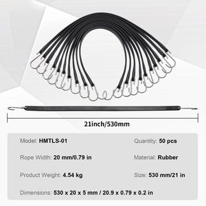Set da 50 Pezzi di Corde Elastiche Resistenti da 19,8 mm con Ganci a S in Acciaio, Corda Elastica da 21 Pollici per Teloni e Accessori per il Controllo del Carico - Product Image 3