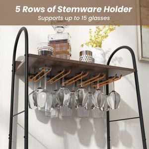 Scaffale da Cucina con Portabottiglie Rimovibile e 5 File di Supporti per Calici - Product Image 2