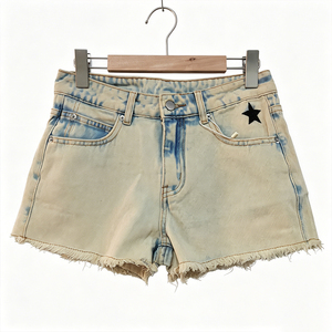 Women’s Unique Washed Denim <b>Shorts</b> with <b>High</b> Rise <b>Waist</b>, Relaxed Leg Opening, Vintage Faded Effect - Product Image 1