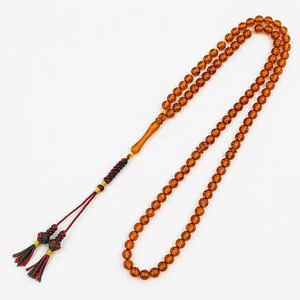Collier Mala bouddhiste en résine peint à la main, perles de prière, pampille marron-jaune, chapelet religieux SOFIYA CRAFT pour la méditation - Product Image 2