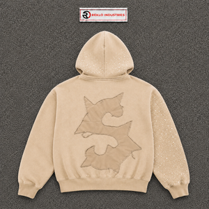 เสื้อฮู้ดซิปสีเบจสำหรับผู้ชาย ลายกราฟิก FAST MONEY ทรงโอเวอร์ไซส์ ผ้าฟลีซ แขนประดับคริสตัล สไตล์สตรีทแวร์ลำลอง - Product Image 6