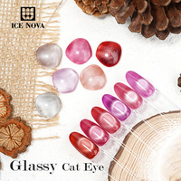 Vernis à ongles gel œil de chat glacé ICE NOVA, paillettes holographiques argentées effet miroir magnétique, sans HEMA, marque privée