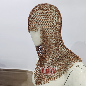 Coif médiéval en maille de cuivre fait main, tissage 4 en 1, pour chevalier, armure de tête pour costume de reconstitution historique, fournisseur en gros - Product Image 2