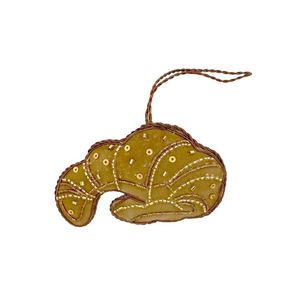 Ornement de maison en pain d'épices en velours fait main avec pompons, décoration de Noël traditionnelle de 4 pouces - Product Image 2