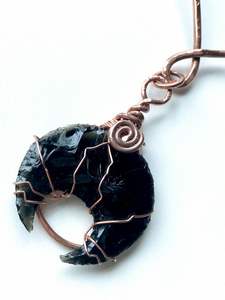 จี้สร้อยคอแบบสายรัดสีดำของหินออบซิเดียนจี้คริสตัลอัญมณีสีดำจี้รูปพระจันทร์เสี้ยวออบซิเดียนจากอาเกต - Product Image 2