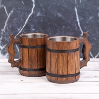 Jarra de Cerveza de Madera Vintage Tallada a Mano, Ecológica, con Acabado Pulido Espejo, para Café, Cerveza, Jugo, para Restaurantes, Venta al Por Mayor Personalizada