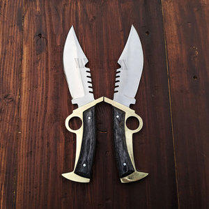 Cuchillo de caza hecho a mano con hoja fija, guardacuchillo de latón y mango de madera, para bushcraft, camping, supervivencia, cuchillo para exteriores, regalo para hombres - Product Image 2