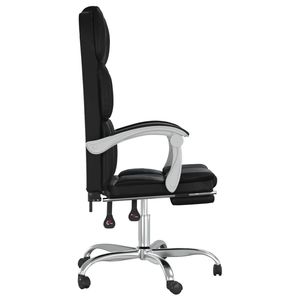 Fauteuil de bureau inclinable en similicuir noir avec structure métallique et assise en mousse durable et confortable - Product Image 4