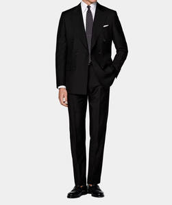 Traje Negro Elegante a Medida con Solapa de Pico, Blazer y Pantalones de Corte Ajustado, Multiusos para Negocios y Bodas, Venta al por Mayor - Product Image 4