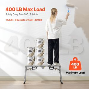 Échelle escamotable portable en acier allié, capacité de charge réglable de 400 lb, plateforme de travail pliable à 3 positions, haute visibilité pour échafaudage - Product Image 3