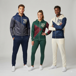 เสื้อฮู้ดซับลิเมชั่น Netball 88 สำหรับผู้ชาย แบบสปอร์ต มีซิป สีฟ้า ขาว เทอล ดีไซน์บล็อกสี - Product Image 4