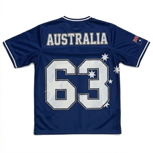 Maillot de football australien pour adulte, coupe classique, unisexe, blanc et bleu, 100% polyester, maille respirante, manches courtes, col en V, été - Product Image 3