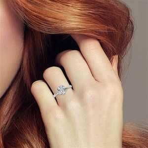 Designer 18k/22k/24k Gold Diamond <b>Ring</b> 6-prong Diamond Round Ha Lab Grown Diamond Engagement <b>Ring</b> For Brides Wear In Wedding - Product Image 4