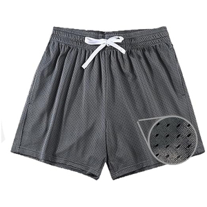 Shorts de bain décontractés pour hommes en maille tricotée, anti-plis, écologiques, respirants, légers, pour la gym et la course, avec logo personnalisé, vente en gros - Product Image 4
