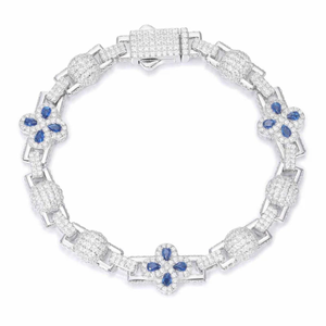 Luxury Moissanite Pink <b>Clover</b> <b>Bracelet</b> Iced Out Floral Link Tennis <b>Bracelet</b> Silver Finish Sparkling Statement Jewelry - Product Image 1