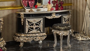 ชุดเฟอร์นิเจอร์ห้องนอนไม้สักแท้สีดำเงินสไตล์มิดเซ็นจูรีสุดหรู พร้อมตู้โชว์ ตู้ข้างเตียง และตู้เสื้อผ้า ขนาดควีนไซส์/คิงไซส์ - Product Image 5