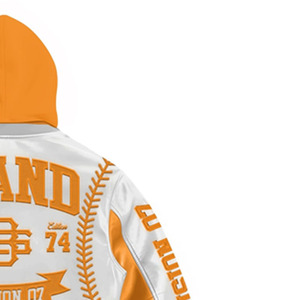 Men Summer Satin <b>Hoodie</b> White <b>Orange</b> Letter Print Regular Sleeve Pocket Digital Printing Hip Hop Streetwear Jacket - Product Image 3