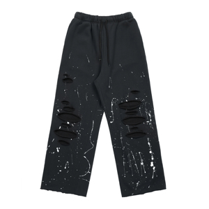 Pantalon de survêtement déchiré en nylon pour homme, style streetwear décontracté, idéal pour le jogging en extérieur, coupe épaisse, séchage rapide - Product Image 1