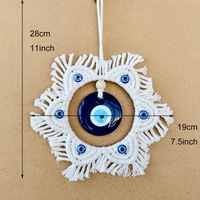 Décoration murale en macramé œil porte-bonheur faite à la main de haute qualité, style bohème, pour Noël, en corde de coton, pour usage intérieur