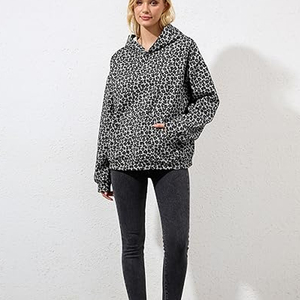 Cotton Fleece <b>Leopard</b> Hoodie Men Women Streetwear <b>Sweatshirt</b> Pullover Custom Logo OEM Bulk Supplier - Product Image 5