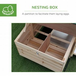 Mignon poulailler en bois de 77 pouces avec nichoir, maisonnette pour poules, plateau amovible, rampe et enclos extérieur, cage naturelle pour animaux - Product Image 6