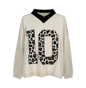 Suéter de Punto Gráfico Transpirable con Cuello Redondo y Tejido Acanalado - Prenda de Punto Ligera y Cómoda para Mujer en Invierno - Product Image 1