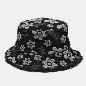 Unisex Floral Denim Bucket Hat Cotton <b>Yarn</b> Hand Embroidery Washed Casual Spring Summer Adult 56-58CM - Product Image 4