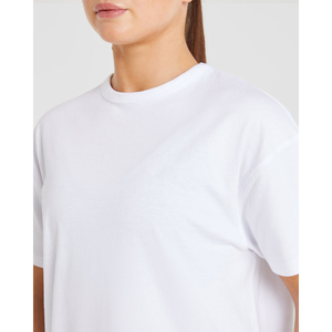 2026 Women <b>White</b> Crew Neck Women Summer <b>Set</b> Regular Fit Short Sleeve Solid Color Casual Loose Cotton Top Summer Wear - Product Image 3
