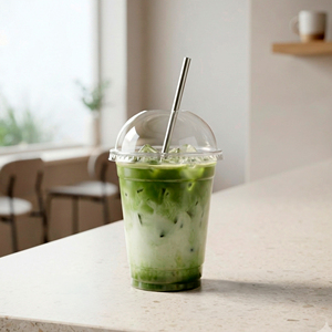Vaso Redondo Transparente de Plástico PP con Tapa para Bebidas Frías de Matcha, 16 oz, Vasos Desechables - Product Image 1