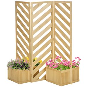 Divisorio per Esterni dal Design Moderno con Schermo Privacy Autoportante e Autodrenante, 4 Fioriere e 3 Pannelli di Supporto per Tralicci - Product Image 1