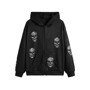Nouveau design unique 2026 – Sweat à capuche zippé pour femme, imprimé uni, en polaire épaisse, écologique, automne-hiver, broderie 3D et strass - Product Image 4