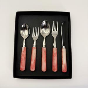 Nouvel arrivage : Ensemble de couverts de luxe modernes en acier inoxydable poli miroir de haute qualité avec manche en résine - Product Image 2