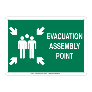 Panneau de signalisation de point d'évacuation à haute visibilité pour intérieur/extérieur Brady - Product Image 1