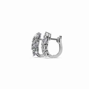 Pendientes de aro con diamantes en forma de marquesa celestial en oro blanco de 18 quilates, pendientes de diamantes, joyería fina de diamantes para mujer - Product Image 3