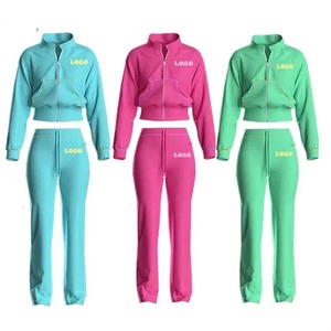 Conjuntos Deportivos Casuales de Invierno para Mujer, Diseño Personalizado con MOQ Bajo, Uso en Exteriores, Color Sólido, Lona Lisa, 100% Algodón, Conjunto de 2 Piezas - Product Image 1