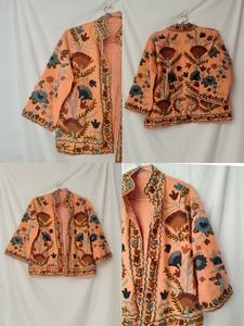 Vintage Floral Embroidered Velvet Short <b>Jacket</b> Stand Collar Winter Men Outerwear Casual Boho Coat 100% Cotton Eco-Friendly - Product Image 6