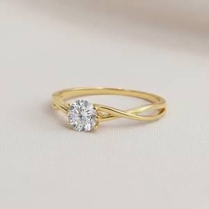 Moissanite <b>Ring</b> 925 Sterling <b>Silver</b> 14K Gold Plated Minimalist <b>Solitaire</b> Engagement Dainty Promise Wedding Stackable <b>Ring</b> - Product Image 6