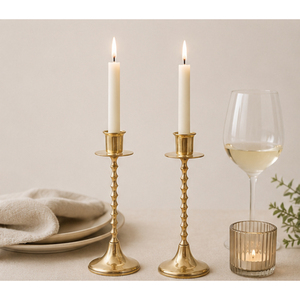 Handmade Antique <b>Brass</b> <b>Candlestick</b> <b>Holder</b> Set Elegant Gold Metal Taper Candle Stand for Home Decor and Hotel Tabletop Ornaments - Product Image 4