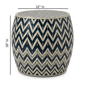 Taburete de Tambor de Diseño Industrial Hecho a Mano de MDF y Madera Maciza con Patrón Chevron, Personalizable al por Mayor para Dormitorio, Escuela o Entrada - Product Image 2